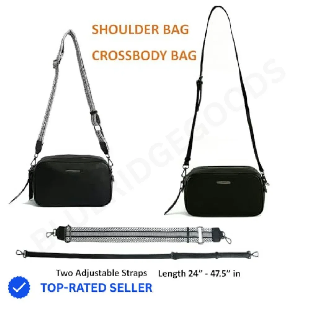 Genuine Leather Crossbody Bag Square Camera Messenger Purse Two Straps - Picture 4 of 8